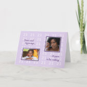 21歳の誕生日の写真と文字薄紫 カード (正面)