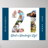 21歳の誕生日の写真コラージュ ポスター (正面)