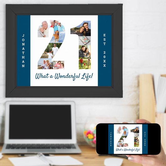 21歳の誕生日の写真コラージュ ポスター