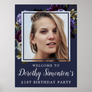 21歳の誕生日の写真ムーディパープルフローラへようこそ ポスター