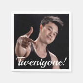 21歳の誕生日の写真21歳の男 スタンダードカクテルナプキン (正面)