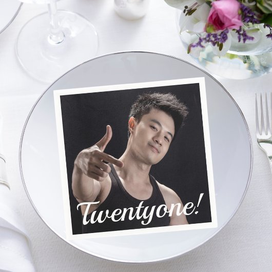 21歳の誕生日の写真21歳の男 スタンダードカクテルナプキン