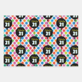 21歳の誕生日の吹きカラフル出し ラッピングペーパーシート (正面3)