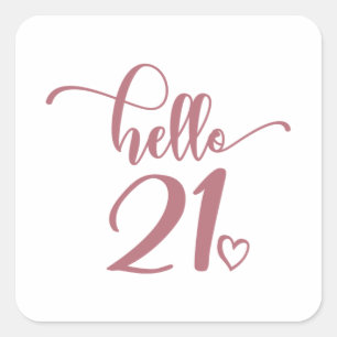 21歳の誕生日の女性こんにちは21かわいい21歳 スクエアシール