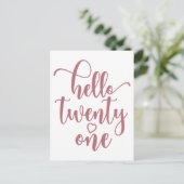 21歳の誕生日の女性こんにちは21かわいい21歳 ポストカード (スタンド正面)