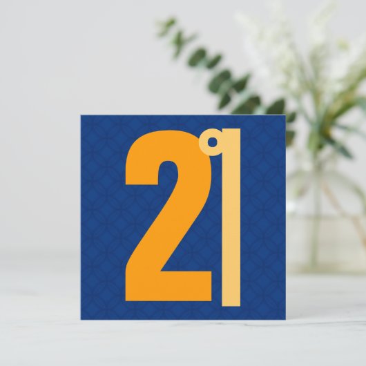 21歳の誕生日の巨大な数字青と金ゴールドW1128 招待状 (スタンド正面)