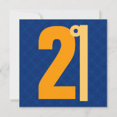21歳の誕生日の巨大な数字青と金ゴールドW1128 招待状 (正面)