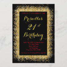21歳の誕生日の招待，黒，紙吹雪,金ゴールド