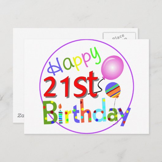 21歳の誕生日の挨拶 ポストカード (正面/裏面)