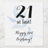 21歳の誕生日の水彩 ワインラベル (シングルラベル)