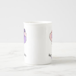 21歳の誕生日の紫とピンクの風船の束 ボーンチャイナマグカップ