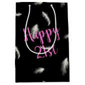 21歳の誕生日の羽ミディアム抱き枕 ミディアムペーパーバッグ (正面)