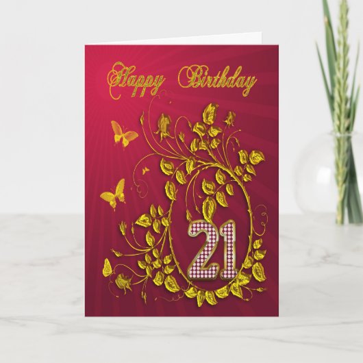 21歳の誕生日の金蝶 カード (正面)