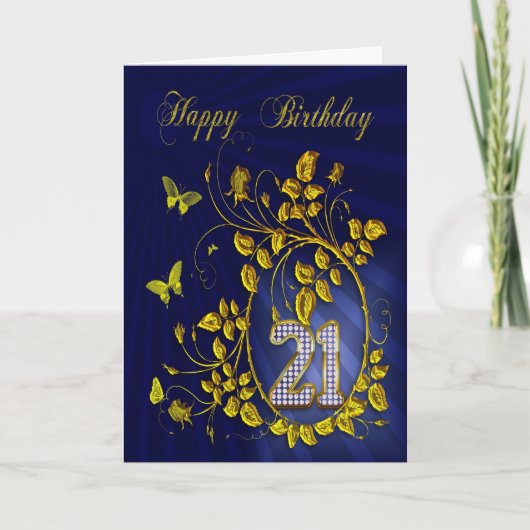 21歳の誕生日の金蝶 カード (正面)