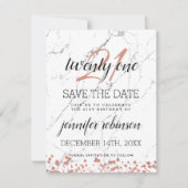 21歳の誕生日を保存する日付バラ金ゴールド大理石 セーブザデート (正面)