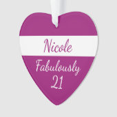 21歳の誕生日を思い切って21ピンク オーナメント (正面)