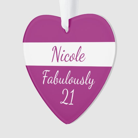 21歳の誕生日を思い切って21ピンク オーナメント (正面)