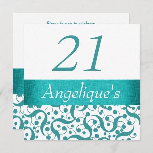 21歳の誕生日を機に、いつまでも優雅に年齢を重ねていきたいという想いを込めたお祝い 招待状 (正面/裏面)