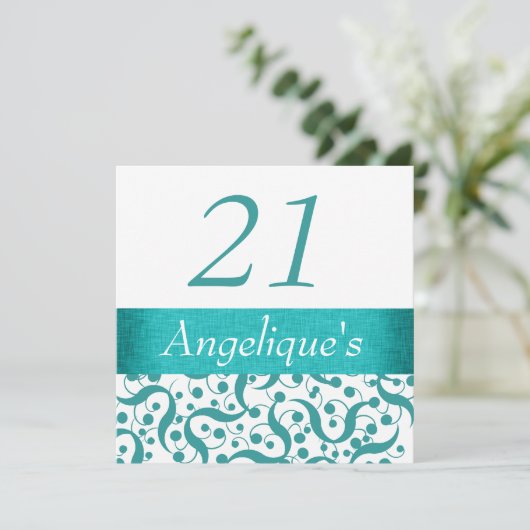 21歳の誕生日を機に、いつまでも優雅に年齢を重ねていきたいという想いを込めたお祝い 招待状 (スタンド正面)