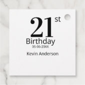 21歳の誕生日を盛大に祝おう 名前と日付が入ったシンプルな男性・少年向けデザイン フェイバータグ (裏面)