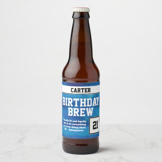 21歳の誕生日を祝うビール ビールラベル (正面)