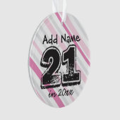 21歳の誕生日を祝うピンクのオーナメント(名入れ可) オーナメント (正面)