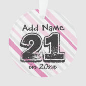 21歳の誕生日を祝うピンクのオーナメント(名入れ可) オーナメント (正面)