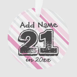 21歳の誕生日を祝うピンクのオーナメント（名入れ可） オーナメント
