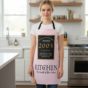 21歳の誕生日を祝うピンクの名入れクックシェフベーカープリントエプロン エプロン