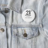 21歳の誕生日を祝う太字の名前の日付 シンプルな男性 少年 缶バッジ (インサイチュ)