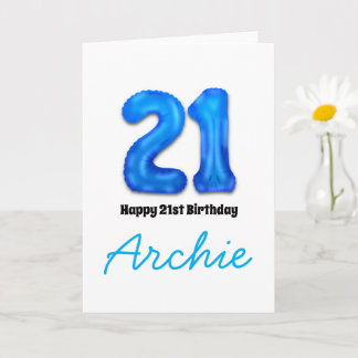 21歳の誕生日を祝う数字バルーンカード カード