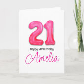 21歳の誕生日を祝う数字バルーンカード カード (正面)