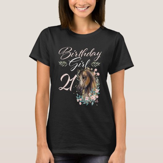 21歳の誕生日を迎えたお馬好き女子 Tシャツ (正面)