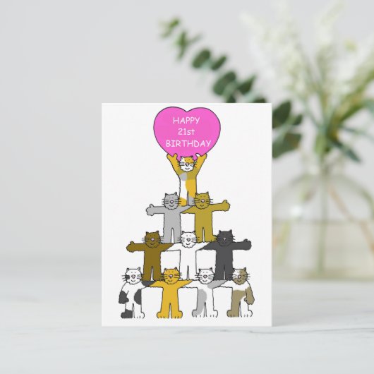 21歳の誕生日を迎える猫たち。 ポストカード (スタンド正面)