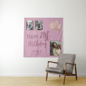 21歳の誕生日を迎える金ゴールドの葉3枚の写真の背景 タペストリー (インサイチュ)