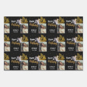 21歳の誕生日を迎える黒い金ゴールドの葉写真 ラッピングペーパーシート (正面2)