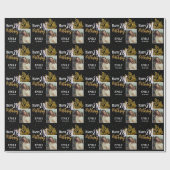 21歳の誕生日を迎える黒い金ゴールドの葉写真 ラッピングペーパー (フラット)