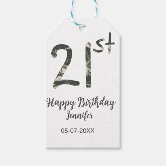 21歳の誕生日を追加する名前date year black テンプレートgo ギフトタグ (正面)