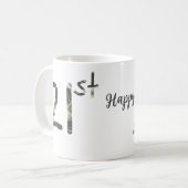 21歳の誕生日を追加する名前date year black テンプレートgo コーヒーマグカップ (正面左)