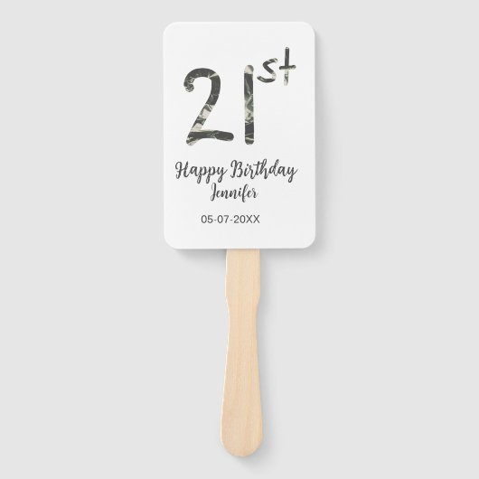 21歳の誕生日を追加する名前date year black テンプレートgo ハンドファン (正面)