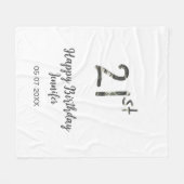 21歳の誕生日を追加する名前date year black テンプレートgo フリースブランケット (正面(横))