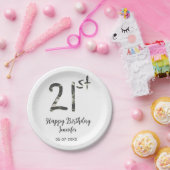 21歳の誕生日を追加する名前date year black テンプレートgo ペーパープレート (パーティー)