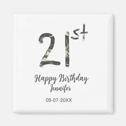 21歳の誕生日を追加する名前date year black テンプレートgo マグネット (正面)