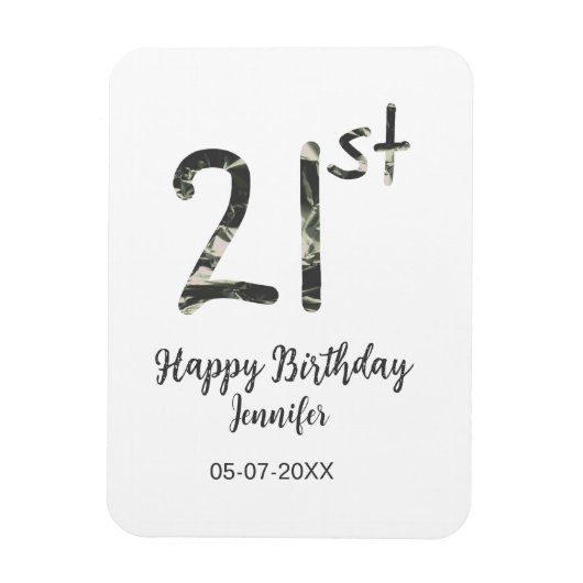 21歳の誕生日を追加する名前date year black テンプレートgo マグネット (縦)