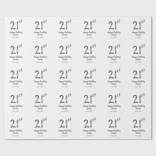 21歳の誕生日を追加する名前date year black テンプレートgo ラッピングペーパー (フラット)