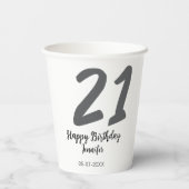 21歳の誕生日を追加する名前date year black テンプレートgo 紙コップ (裏面)