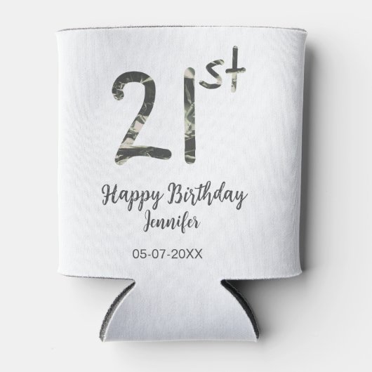 21歳の誕生日を追加する名前date year black テンプレートgo 缶クーラー (正面)