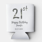 21歳の誕生日を追加する名前date year black テンプレートgo 缶クーラー (裏面)