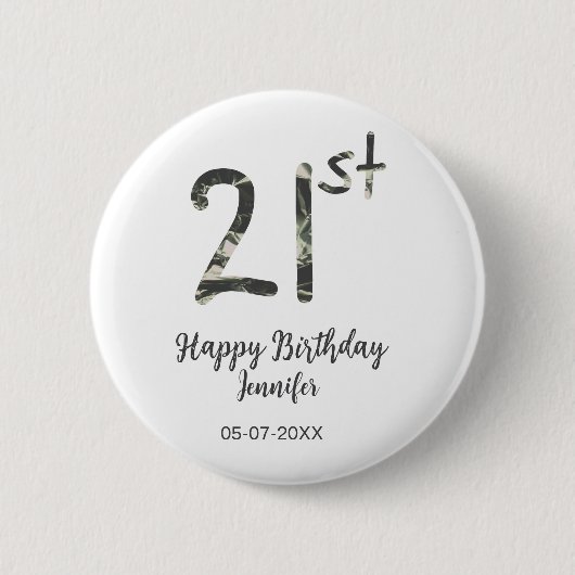 21歳の誕生日を追加する名前date year black テンプレートgo 缶バッジ (正面)