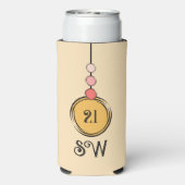 21歳の誕生日を追加イニシャル任意の年齢のオレンジ色のサンゴ スリム缶クーラー (Seltzer裏面)